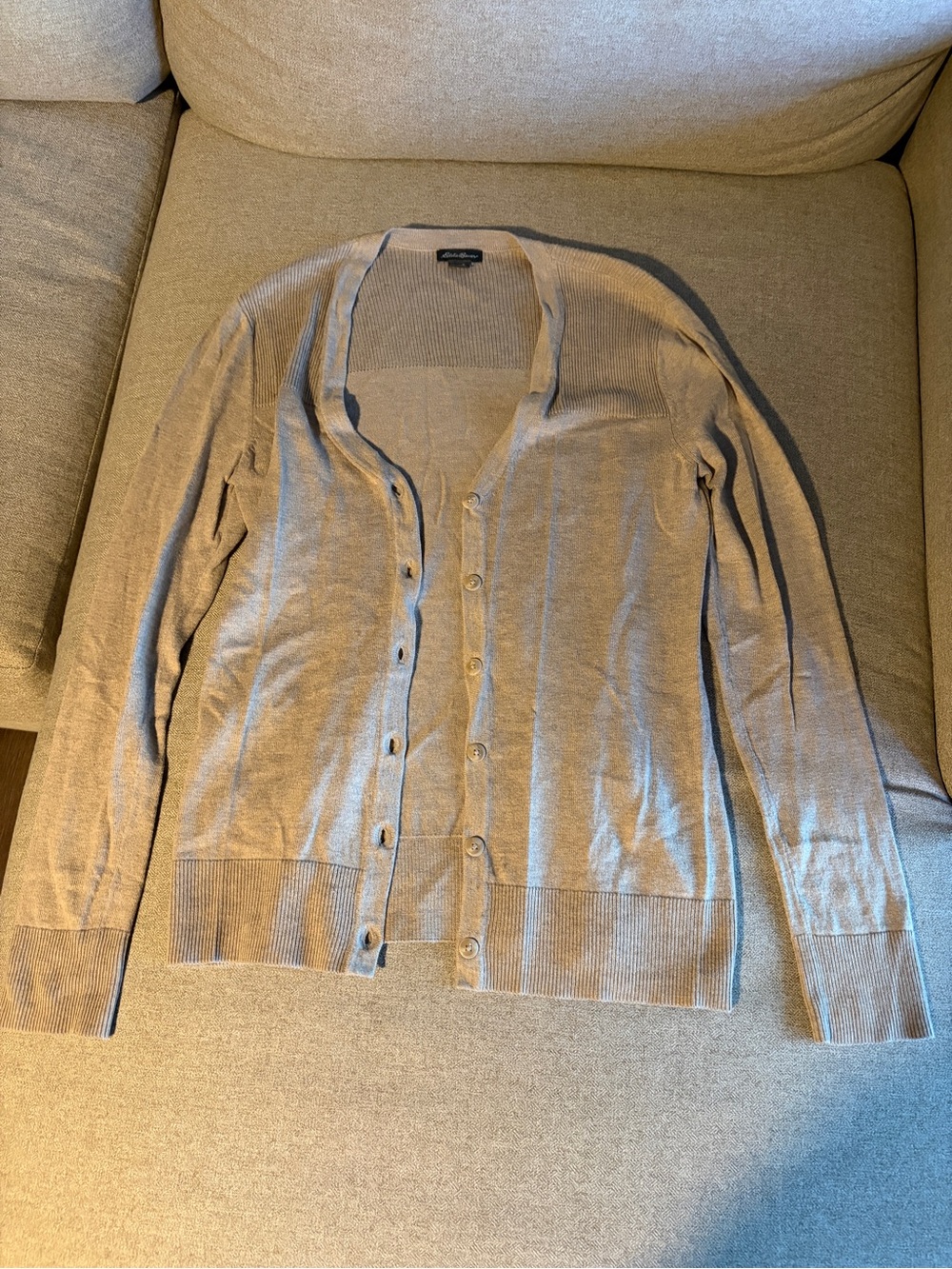Eddie Bauer Neutral Ribbed Open-Front Cardigan - Light Beige